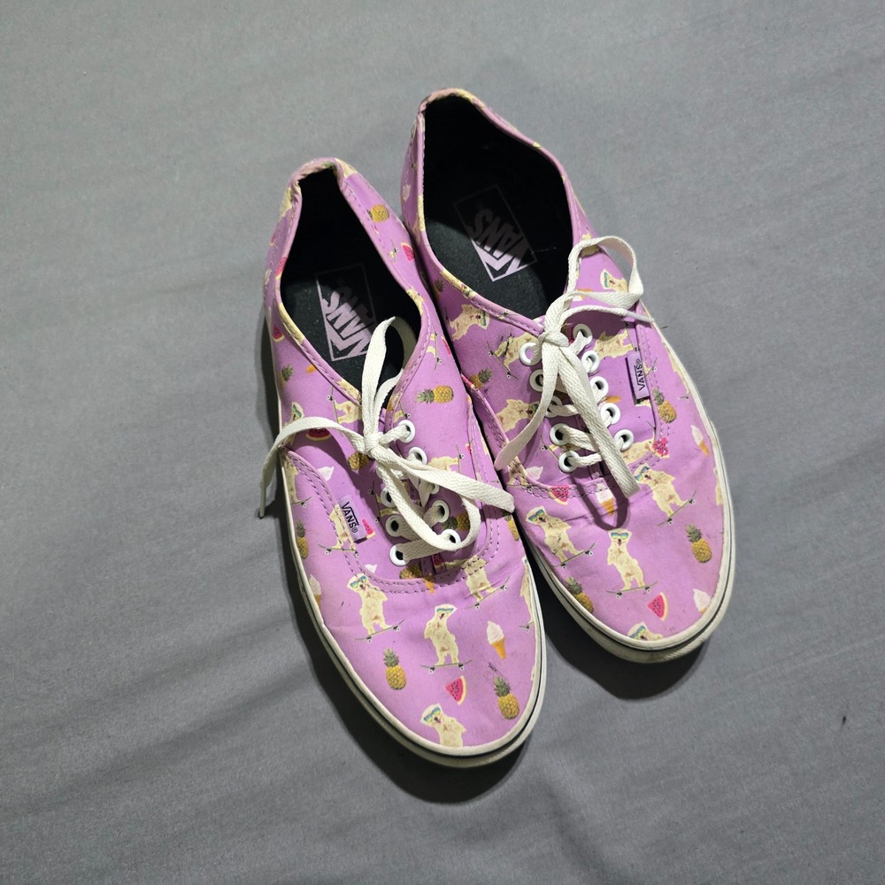 Vans Authentic Sneakers Mens 8.5 Purple Dog Pineapple Skateboard Pool Vibes
